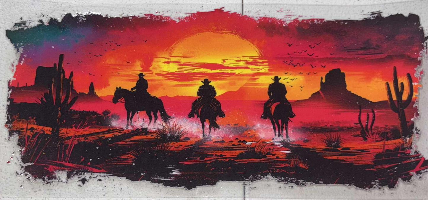 Western Sunset snowglobe tumbler wrap
