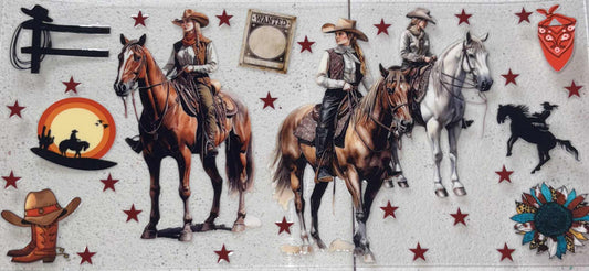 Cowgirl snowglobe tumbler wrap