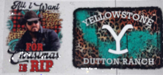Yellow stone RIP snowglobe tumbler wrap