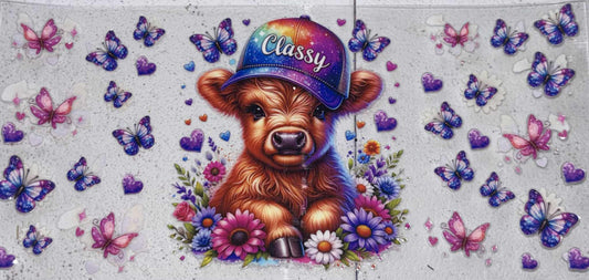 Classy Highland cow snowglobe tumbler wrap