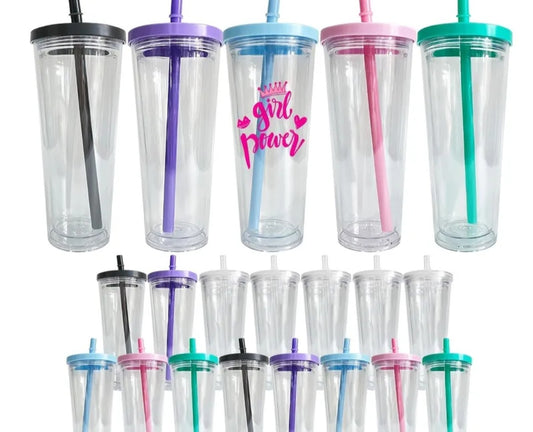 24oz Snowglobe Tumbler plastic color lid
