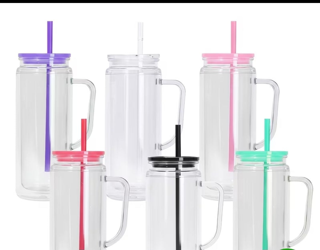 20oz acrylic snowglobe tumbler with handle