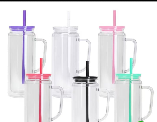 20oz acrylic snowglobe tumbler with handle