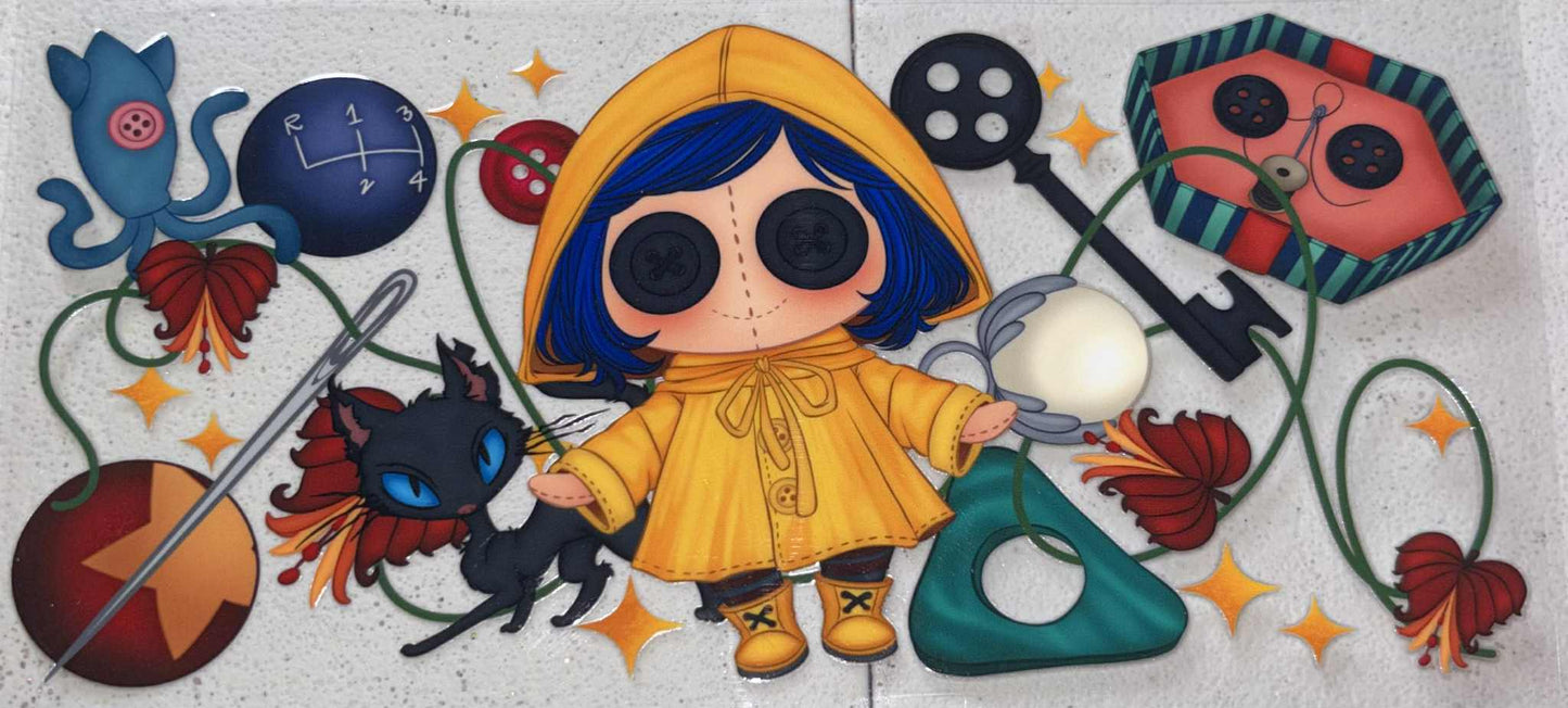 Coraline button snowglobe tumbler wrap