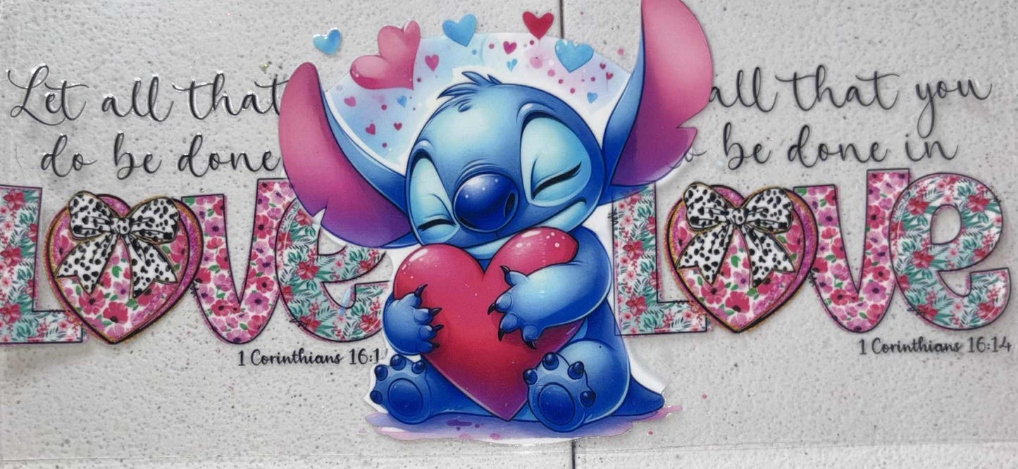 Stitch Love snowglobe tumbler wrap