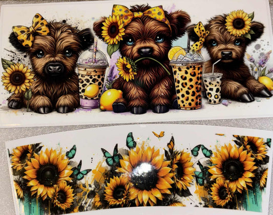 40oz Snow Globe wrap sunflower highland