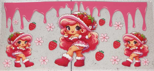 Strawberry shortcake drip snowglobe tumbler wrap