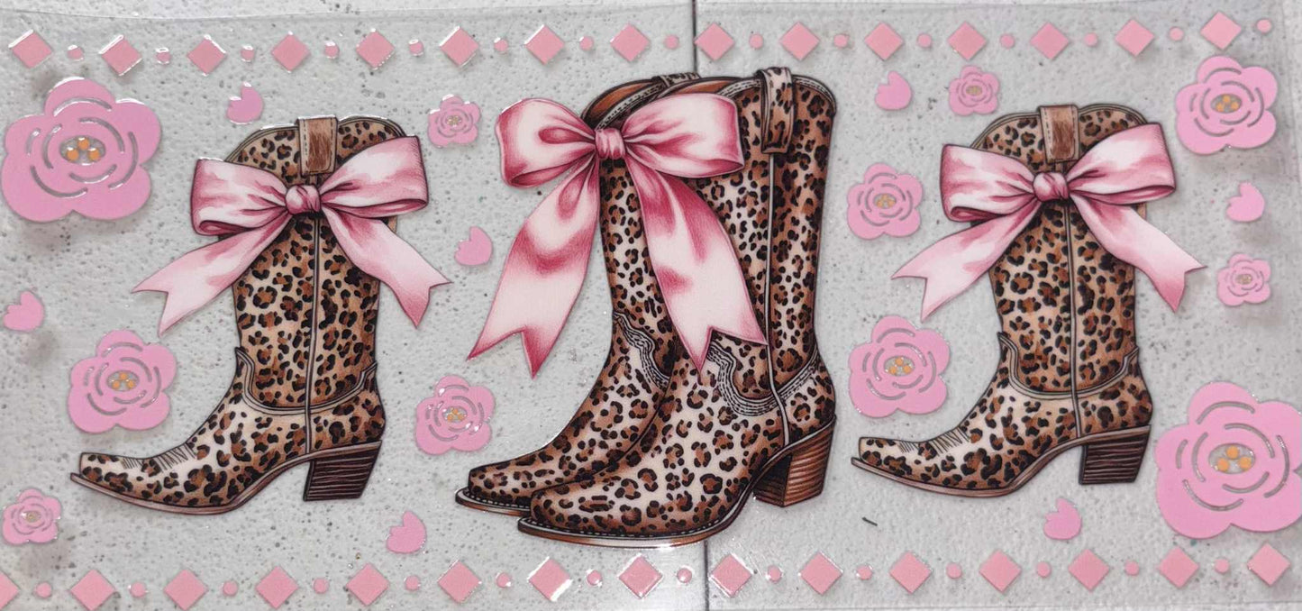 Cowgirl boots ans bows snowglobe tumbler wrap