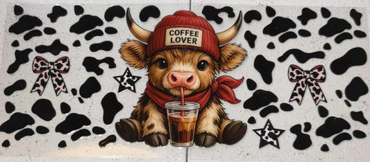 Coffee lovers Highland cow snowglobe tumbler wrap